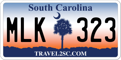 SC license plate MLK323