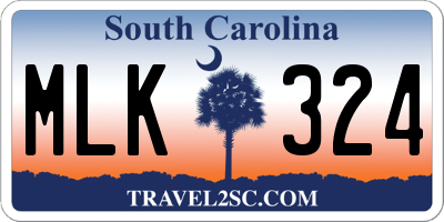 SC license plate MLK324