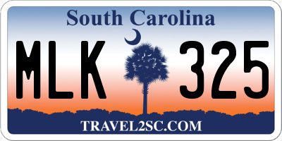 SC license plate MLK325