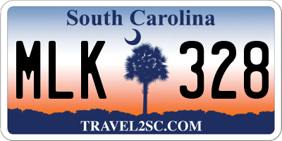 SC license plate MLK328
