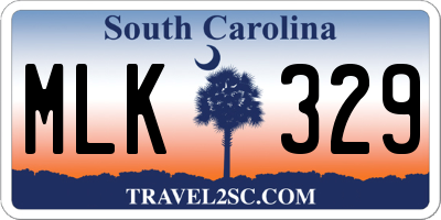 SC license plate MLK329