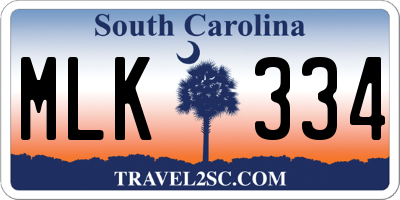 SC license plate MLK334