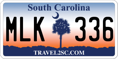 SC license plate MLK336