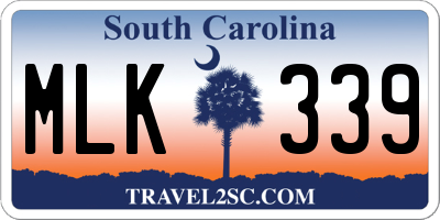 SC license plate MLK339