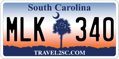 SC license plate MLK340