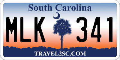SC license plate MLK341