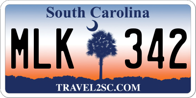 SC license plate MLK342
