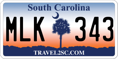 SC license plate MLK343