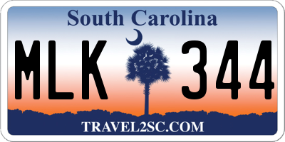 SC license plate MLK344