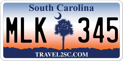 SC license plate MLK345