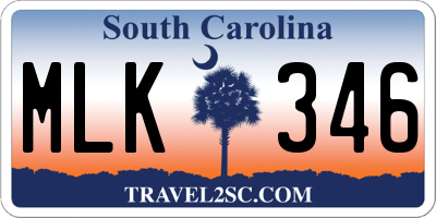 SC license plate MLK346