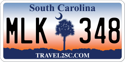 SC license plate MLK348