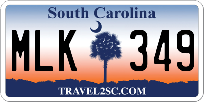 SC license plate MLK349