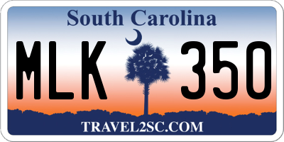 SC license plate MLK350