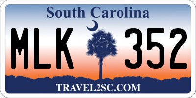 SC license plate MLK352