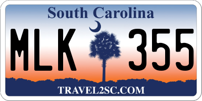 SC license plate MLK355