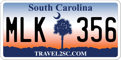 SC license plate MLK356