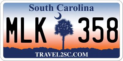 SC license plate MLK358