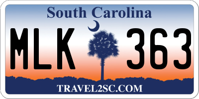 SC license plate MLK363