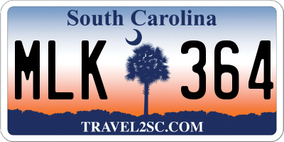 SC license plate MLK364