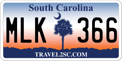 SC license plate MLK366