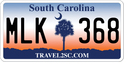 SC license plate MLK368