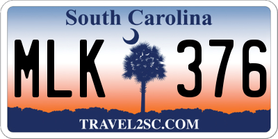 SC license plate MLK376