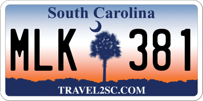 SC license plate MLK381