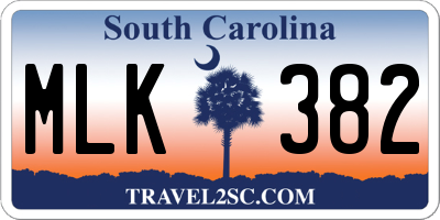 SC license plate MLK382