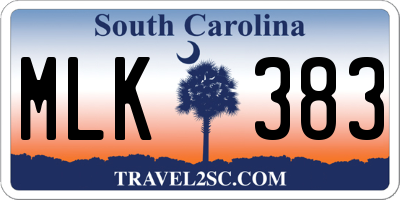 SC license plate MLK383