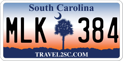 SC license plate MLK384