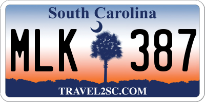 SC license plate MLK387