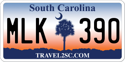 SC license plate MLK390