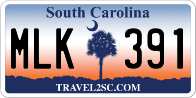 SC license plate MLK391