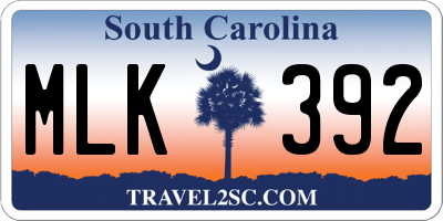 SC license plate MLK392