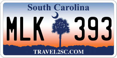 SC license plate MLK393