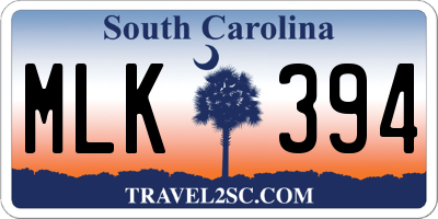 SC license plate MLK394