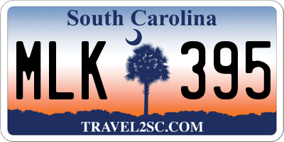 SC license plate MLK395