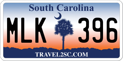 SC license plate MLK396