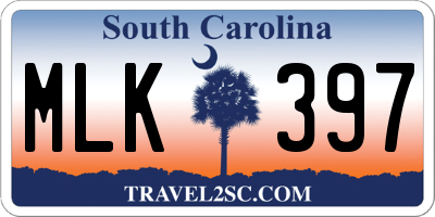 SC license plate MLK397