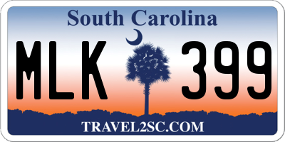 SC license plate MLK399