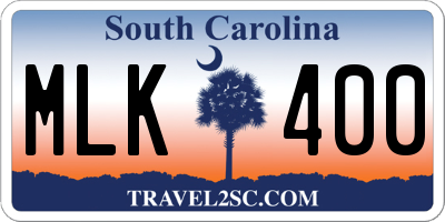 SC license plate MLK400
