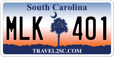 SC license plate MLK401