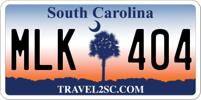 SC license plate MLK404