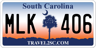SC license plate MLK406