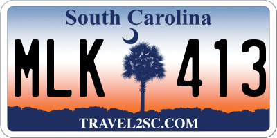 SC license plate MLK413