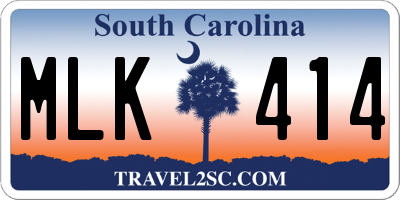 SC license plate MLK414