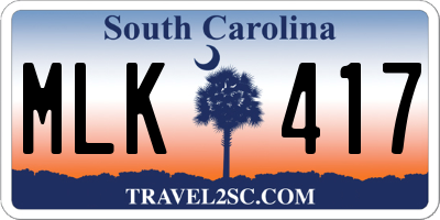 SC license plate MLK417
