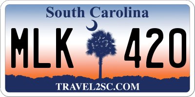 SC license plate MLK420