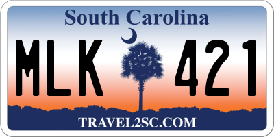 SC license plate MLK421